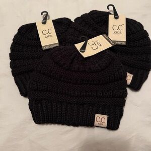 NEW! Kids C.C Beanie Thick Cable Knit Black Hat